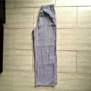 High Waisted Striped Linen Pants (S Tall)